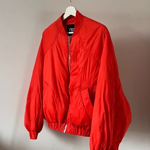 ZARA Orange Cropped Puffer Jacket - Picture 1 of 11